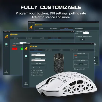 ATTACK SHARK R5 Ultra Carbon Fiber Wireless Gaming Mouse,39g Superlight Hollowed-Out,PAW3950MAX Optical Sensor Nordic 52840 MCU 8K Polling 42K DPI,Tri-Mode Programmable Mice with Coiled Cable