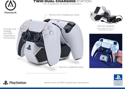 PowerA Twin Charging Station for Dualsense Wireless Controllers Dualsense Controller Charging Charge Sony PlayStation PS5 Officially Licensed PlayStation 5