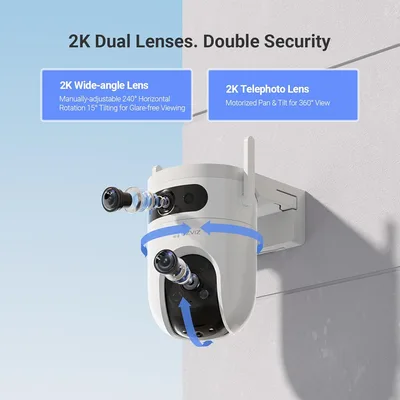 EZVIZ by Hikvision 3K H9C Dual-Lens 4K(5MP+5MP) Pan & Tilt Wi-Fi Camera|2-Way Talk|AI-Powered Human/Vehicle Detection|Active Defense with Siren and Strobe Light|Weatherproof Design|Upto 512GB Support