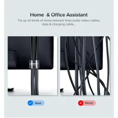 UGREEN UG-40356 Velcro Straps Cable Organizer 2m (Black) - Custom Cut to Length - Easy Cable Management and re-usable