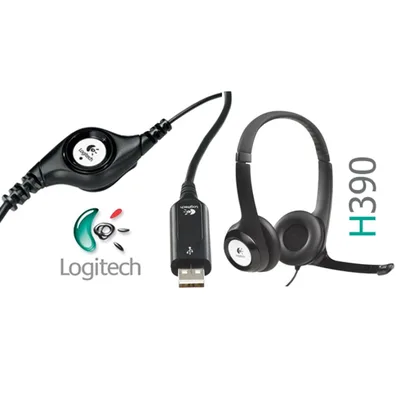 Logitech H390 Wired Headset w/ Noise-Cancelling Microphone USB In-Line Controls PC/Mac/Laptop - Black