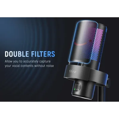 FIFINE A9 AMPLIGAME RGB Omnidirectional Condenser Microphone with Built-In Volume Controls and Pick Up Pattern Switch for Voice Recording, Streaming, and Broadcast