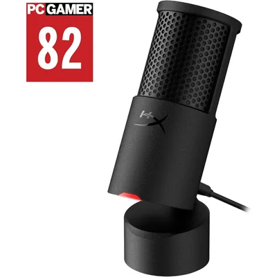 HyperX SoloCast 2 USB Gaming Microphone, Cardioid Pattern, 24-bit/96kHz, Plug-and-Play USB-C, Shock Mount & Pop Filter, Voice Enhance, Easy Setup, PC Compatible, Black