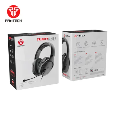 FANTECH TRINITY MH88 MULTI PLATFORM GAMING HEADSET PC, PS, XBOX, Mobile, including 3.5mm Audio Splitter w/ Noise Cancelling Mic & Easy Inline Volume Control BLACK