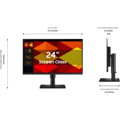 Samsung 24" (S40GD) Business Serise 24" IPS 100Hz , Eye Saver Mode, Game Picture Mode w/ Adjustable Stand & Display Port , HDMI & USB Hub - Black