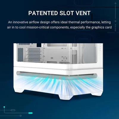 ASUS Prime AP202 ARGB White mATX pc case with Fully Tempered Curved Glass, Supports Graphics Cards up to 420mm Long, 360mm Long radiators, Easy-Detach Rail, Patented Slot Vent, 3 Built-in ARGB Fans