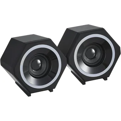 Kisonli 6060 Desktop RGB Computer Speaker 10W Sound Composition Notebook USB Multimedia Speaker Black