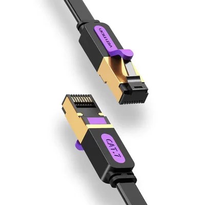 Vention Flat Cat7 Patch Cable Black 1M
