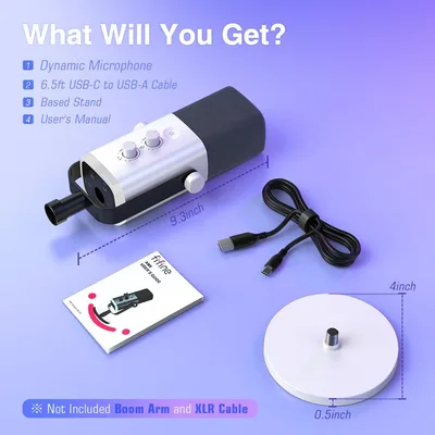 FIFINE AmpliGame AM8W XLR/USB Gaming Microphone for Streaming Podcasting | Dynamic PC Computer RGB Mic, with Gain Knob, Mute Button, Monitoring Jack, for Gamer Recording Video Creation, White