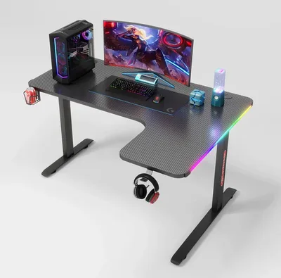 FEEX D2200 Gaming Desk Share Tweet – Black-R 140x60x100x80cm