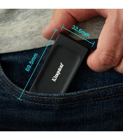 Kingston XS1000 2TB High Performance Pocket-Sized External SSD USB C w/ USB-C to USB-A Cable