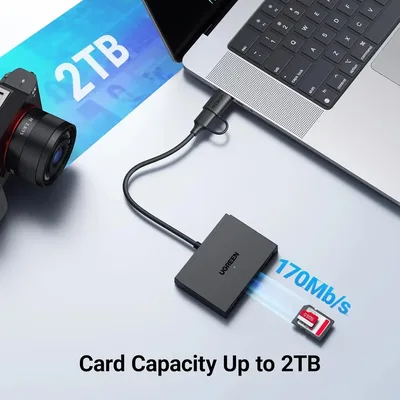 UGREEN 4 in 1 SD Card Reader, USB C & USB 3.0 OTG Adapter and Card Reader with SD, TF and 2 x USB 3.0 Ports, SD Card Reader 5Gbps Compatible with iPhone 17 Series/iPad/Laptop/Desktop