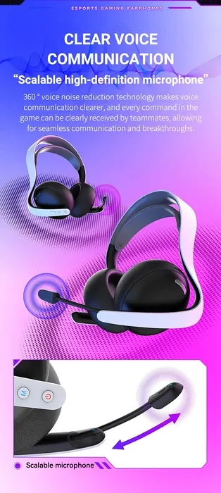 PLAYX Wireless Gaming Headset with Virtual 7.1 Surround Sound, 360° Spatial Audio, 40mm Copper Ring Drivers, Low Latency, BT 5.4 Bluetooth, Wired Mode, Retractable Noise-Isolating Microphone, Lightweight Comfortable Design for PS5 PS4 Xbox Switch PC 