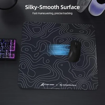 ATTACK SHARK CM05 Glass Gaming Mouse Pad,17.7x15.7 in Large Mouse Mat,Non Slip 9H Hard Mousepads,Nano-Textured Glass Surface with Improved Precision and Speed for FPS/MOBA - Black Contour