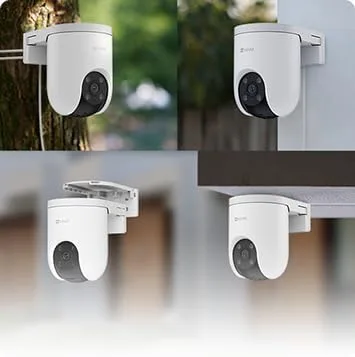 Ezviz H8c Pro 4K 8MP Pan & Tilt Wi-Fi Camera, 4K Resolution, 360° Panoramic Coverage, Color Night Vision, Two-Way Talk, H.265 Video Compression, Auto-Zoom Track, Weatherproof, White