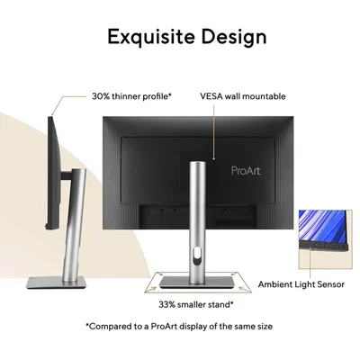ASUS ProArt PA278GV Gen2 Professional 27" IPS 2K QHD HDR10 120HZ 95% DCI-P3, 100% sRGB Color Accuracy ΔE < 2, Calman Verified Eye Care Anti-glare & Tilt Pivot Swivel Height Adjustable Stand
