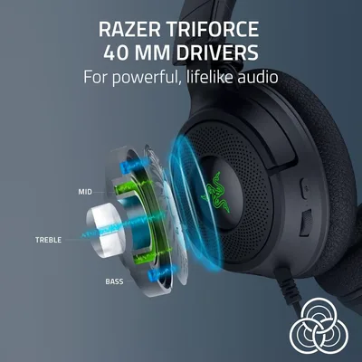 Razer Kraken V4 X Wired 40mm Drivers Cardioid Mic Memory Foam Cushions Chroma RGB Lighting Type C & Type A Cable For PC, Mac, PS5, Nintendo Switch, Steam Deck, Smartphone