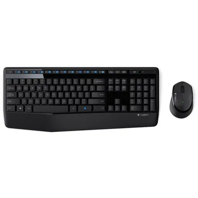 Logitech MK345 Wireless Combo Full-Sized Keyboard with Palm Rest and Comfortable Right-Handed Mouse 2.4 GHz Wireless USB Receiver Arabic / English Layout