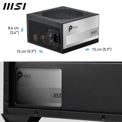 MSI PRO A1000PL PCIE5, Fully Modular Gaming 1000W Power Supply, 80+ Platinum, 12V-2x6 Cables, Server-Grade Capacitor, ATX 3.1 & PCIe 5.1 Ready, Low-Noise, Embossed Jacket Cables