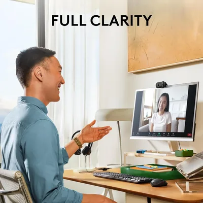 Logitech Brio 100 Full HD 1080p Webcam For Meetings & Works Auto-Light Balance w/ Built-in Mic & Privacy Shutter USB-A - Black