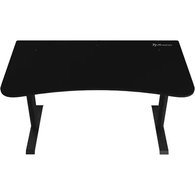 Arozzi Arena Medium Curved Gaming and Office Desk with Full Surface Water Resistant and Washable Mouse Pad, 2 Monitor Mount Cut-Outs, and Built-In Cable Management , Pure Black