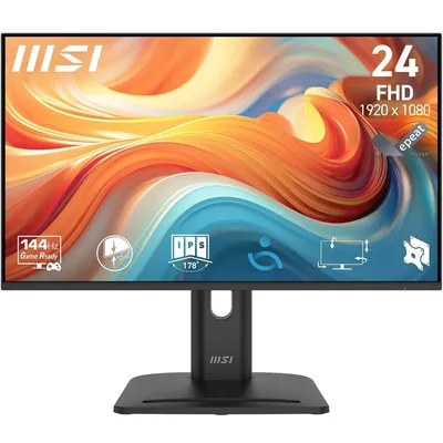 MSI Pro MP245PG E14 24" IPS Full HD Office Monitor, 144Hz, 1ms , Adaptive-Sync, HDMI, DisplayPort, VGA, Speaker, Adjustable Stand , Black