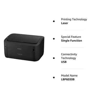 Canon imageCLASS LBP6030B Mono Printer, Windows, Mac and Linux Support USB Interface