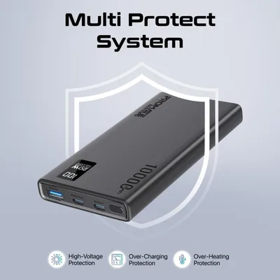 Promate Universal 10000mAh Ultra-Slim Power Bank, with 20W USB-C Input/Output Port, QC 3.0 Output, USB-C Ports, LCD Screen and Over-Heating Protection for Smartphones and Tablets- Bolt-10PD