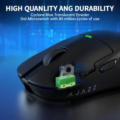 Ajazz AJ159P Dual Mode 2.4G/USB-C 56g Lightweight Gaming/Office Mouse with PAW3395 Sensor, 5 Programmable Buttons Up to 26KDPI with Magnetic Charging Dock for PC/Laptop/Win/Mac (Black)