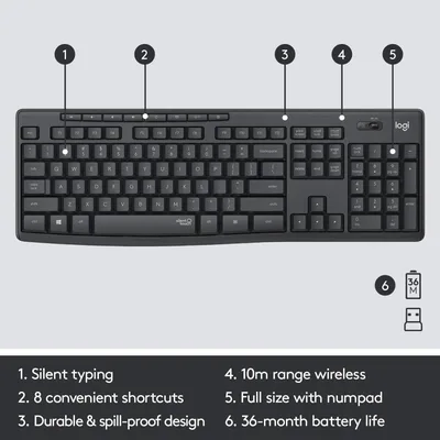 Logitech MK295 Wireless Mouse & Keyboard w/ SilentTouch Technology