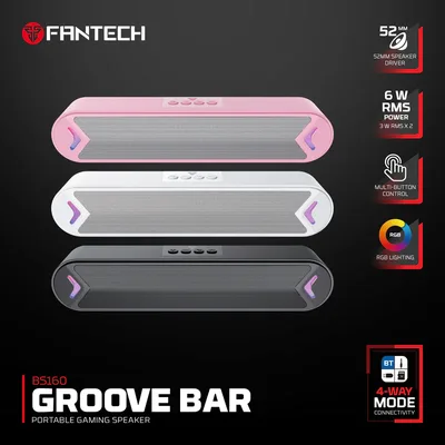 Fantech BS160 Groover Bar Portable Gaming Speaker 4-Way Mode Connectivity BT, TF Card, AUX, or USB flash-White