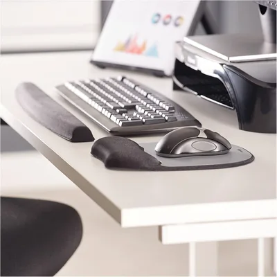 Fellowes Memory Foam Mousepad Wrist Support Silver Streak Durable Jersey Covering