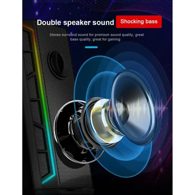 Redragon GS580 Calliope RGB Desktop PC Speakers,2.0 Channel Enhanced Sound and Volume Control with 3.5mm Cable-Black