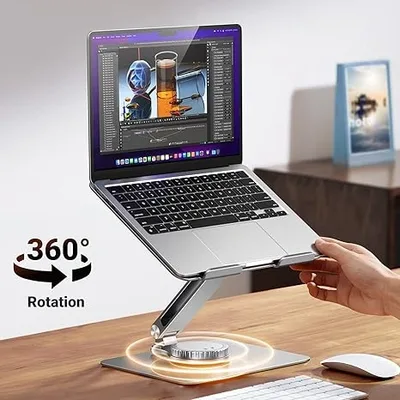 UGREEN SWIVEL&FULL ANGLE HOVER ADJUSTABLE&FOLDABLE LAPTOP STAND HORIZONTAL ROTATION 360 (201MM) UP TO 17.3" (SILVER)