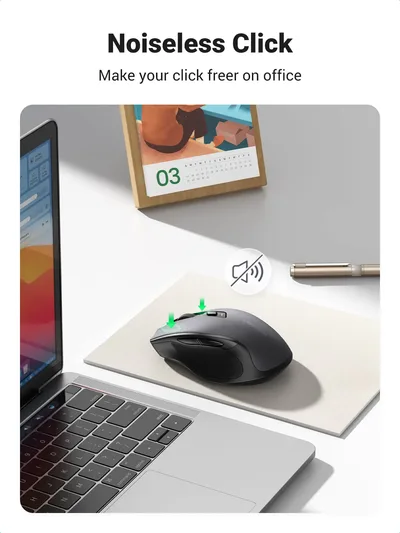 UGREEN Wireless Mouse 2.4G with USB Receiver, 5-Level 4000 DPI 6 Buttons,18 Months Battery Life Cordless Mouse, Ergonomic Computer Mice for Laptop, Computer, PC, MacBook, Chromebook Black