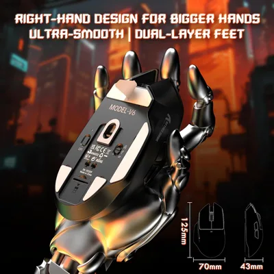 ATTACK SHARK V6 65g Superlight Wireless Gaming Mouse with RGB Magnetic Charging Dock,BT/2.4GHz Wireless/Wired Mouse 1K Polling,PixArt PAW3311 Sensor,25000DPI,Office Gamer Mice Black