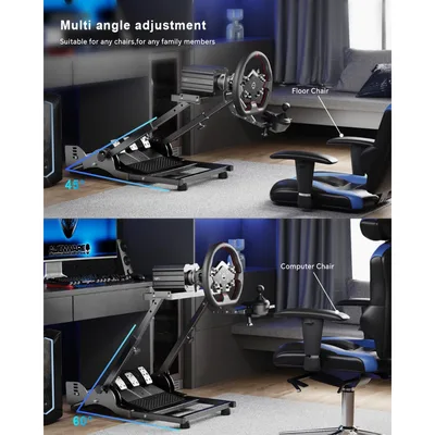 PXN PXN-A10 Steering Wheel Stand Compatiable with Logitech G29 G25 G27 G923 V9 V10 V12 MOZA R21 R16 with Shifter Mount Folding Stand Adjustable Racing Wheel Stand Portable Ergonomic Design [Black]