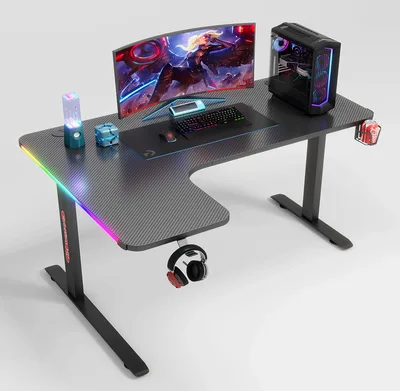 FEEX D2200 Gaming Desk Share Tweet – Black 140x60x100x80cm