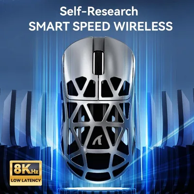 ATTACK SHARK R2 Magnesium Alloy Gaming Mouse, PixArt PAW3950 Sensor, 8K Wireless 48g Super Light BT/2.4G/Wired, Adjustable DPI 42000, Gray