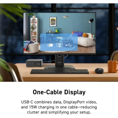 MSI PRO MP272 E14C 27" IPS Full HD, 144Hz, 1ms , Free-Sync, HDMI, USB C (15W Power Delivery), VESA Mountable, Tilt, Speaker, 4-Side Slim Bezel , Black
