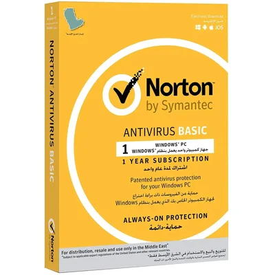 Norton by Symantec Antivirus Basic for Windows PC & Laptops 1 Device - 12 Months (Activation Key Card)