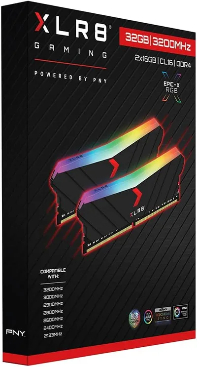 PNY XLR8 Gaming 16GB (2x8GB) DDR4 DRAM 3200MHz (PC4-25600) CL16 1.35V RGB Dual Channel Desktop Memory 