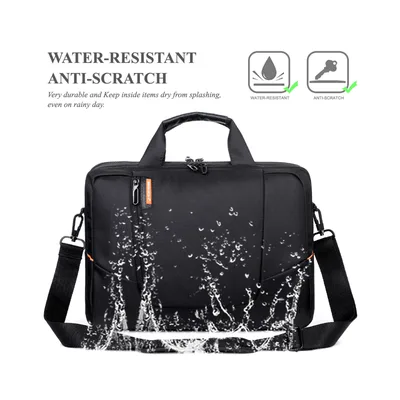 BRINCH(TM) New Soft Nylon Waterproof Laptop Computer Case Cover Sleeve Shoulder Strap Bag with Side Pockets Handles and Detachable for 15.6 inch-Black