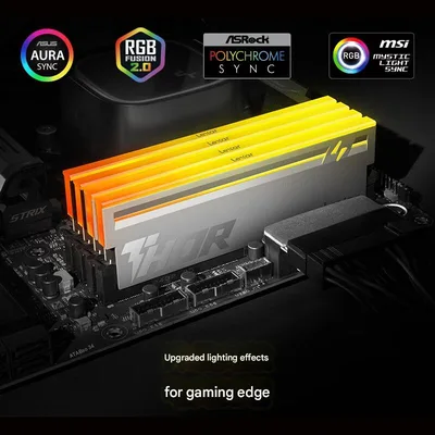 Lexar DDR5 6000Hz 32GB 16GB x 2 CL36 Thor Gaming RGB Light Bar Desktop Memory Stick for PC Silver