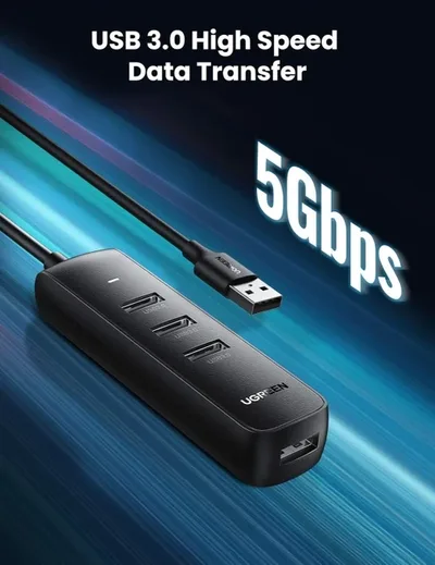 UGREEN USB 3.0 Hub 4 Ports 1M Cable – Black CM416 80657
