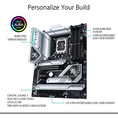 ASUS Prime Z790-A WiFi 6E DDR5 Intel 13th&12th Gen Motherboard 4x M.2 Intel 2.5 Gb LAN Thunderbolt 4 Aura Sync RGB Lighting