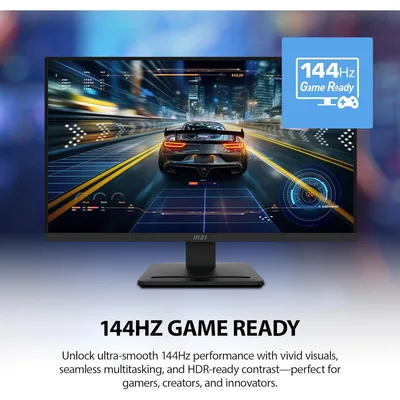 MSI PRO MP273 E14A 27" IPS Full HD 144Hz 1ms Less Blue Light PRO VESA Mountable Built-in Speakers Tilt-Adjustable HDMI & DP - Black