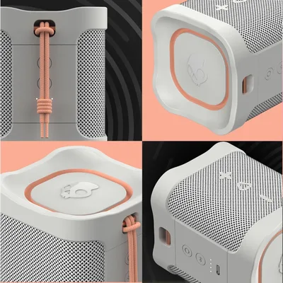 Skullcandy Terrain Mini Wireless Bluetooth Speaker - IPX7 Waterproof Portable with Dual Custom Passive Radiators, 14 Hour Battery, Nylon Wrist Wrap, & True Stereo - Bone