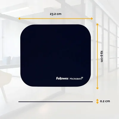 Fellowes Microban Mouse Mat in Black with Antibacterial Protection Layer - Black