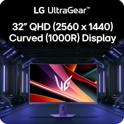 LG UltraGear 32G600A G6 32" Curved 1000R 2K QHD 180Hz 1ms HDR 10 sRGB 99% AMD FreeSync Borderless Design w/2x HDMI 1x Display Port - Black